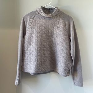 Lou & Grey Cropped Turtleneck Sweatshirt Quilted Gray Grey XS